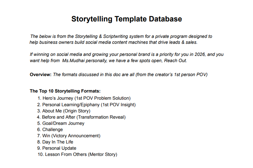 Short-Form Storytelling Frameworks
